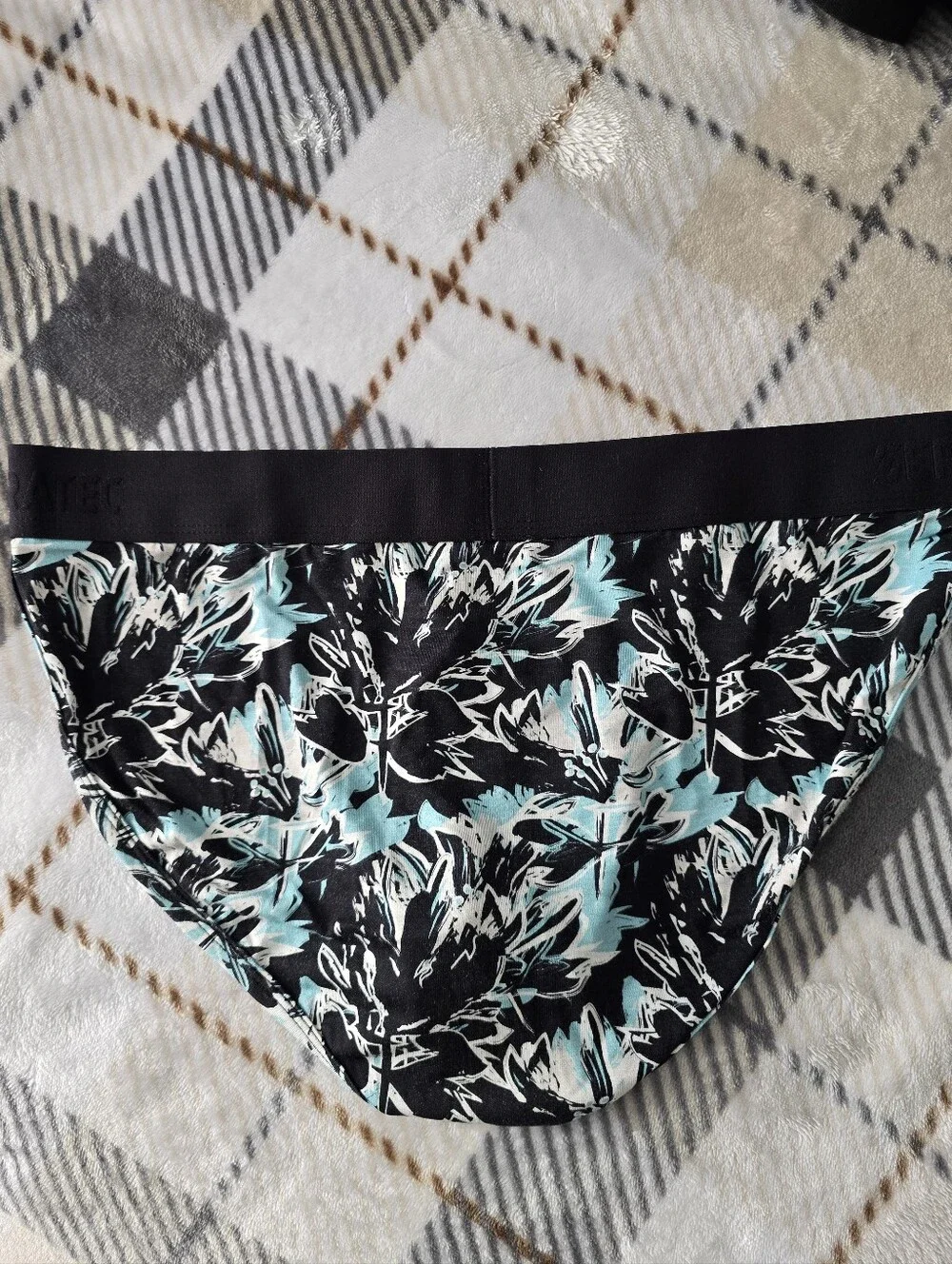 SEPARATEC Floral Print Bikini Briefs in Black and Aqua